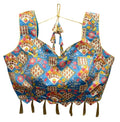 Vamika Blue Banglori Silk Digital Print And Embroidery Blouse - Distacart