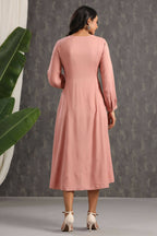 Juniper Womens Onion Pink Rayon Solid Maxi Dress With Mirror Embroidery And Full Sleeve - Distacart