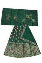 Dwiden Green Gulab Tafetta Sattin Semi-Stitched Girl'S Lehenga Choli