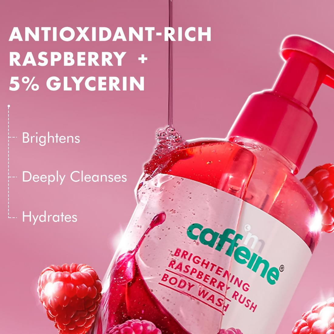mcaffeine All Skin Brightening SPF 50 PA+++ Sunscreen Body Lotion & Wash Raspberry Combo Kit