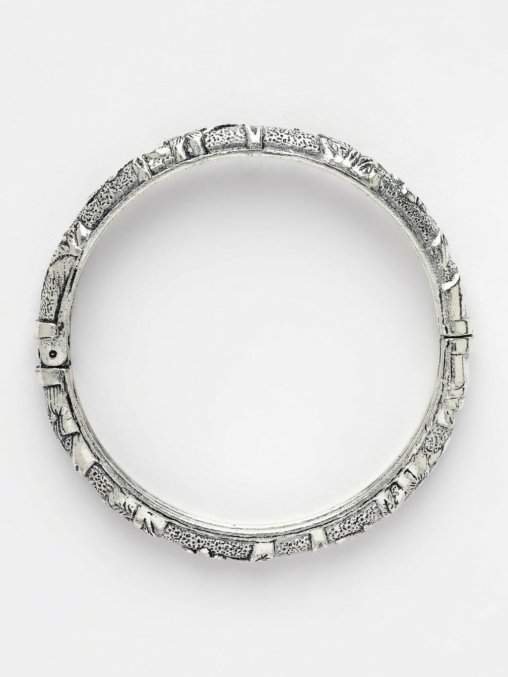 NVR Women's Silver-Toned German Silver Floral Oxidised Kada Bangle - Distacart