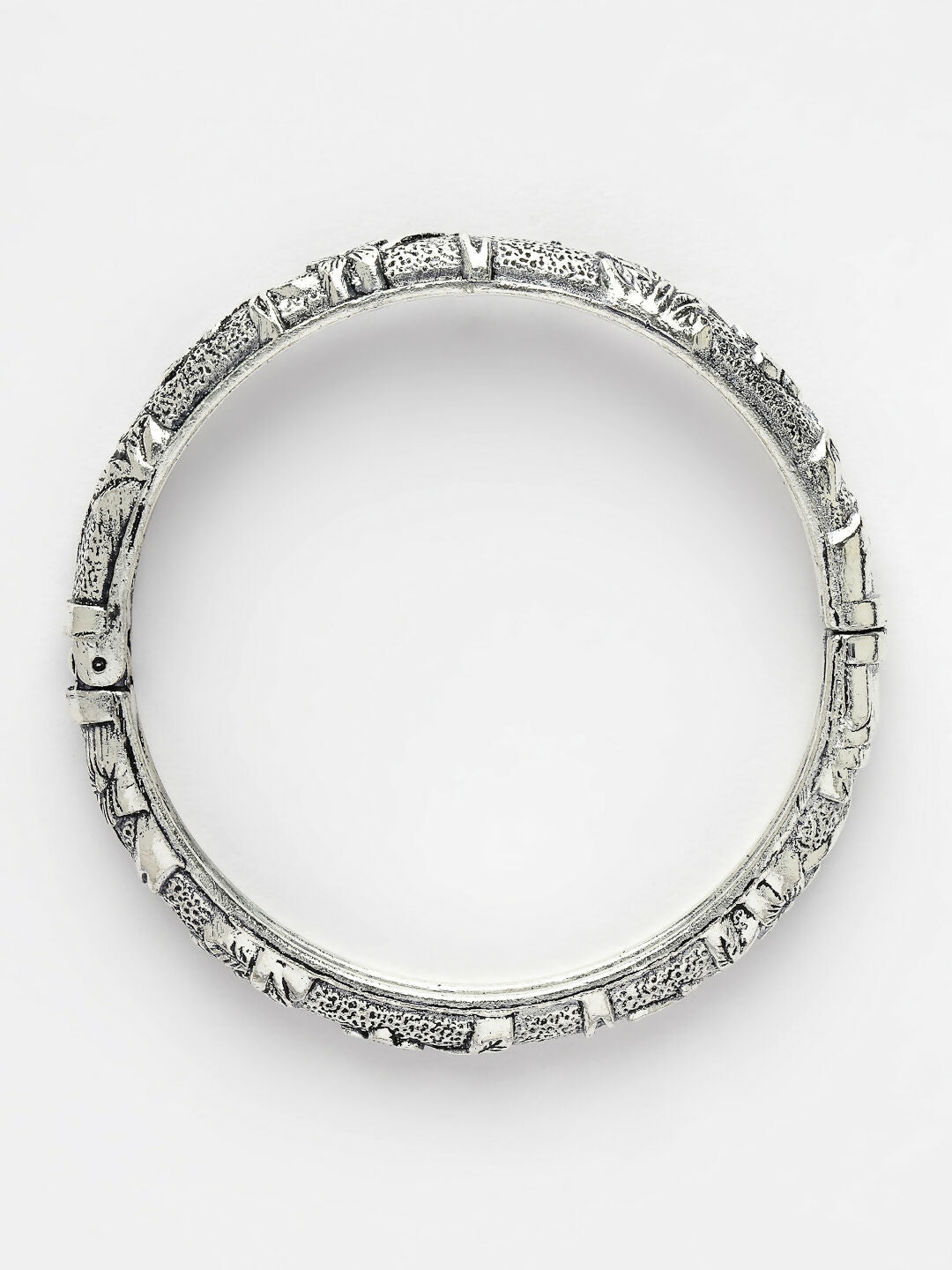 NVR Women's Silver-Toned German Silver Floral Oxidised Kada Bangle - Distacart