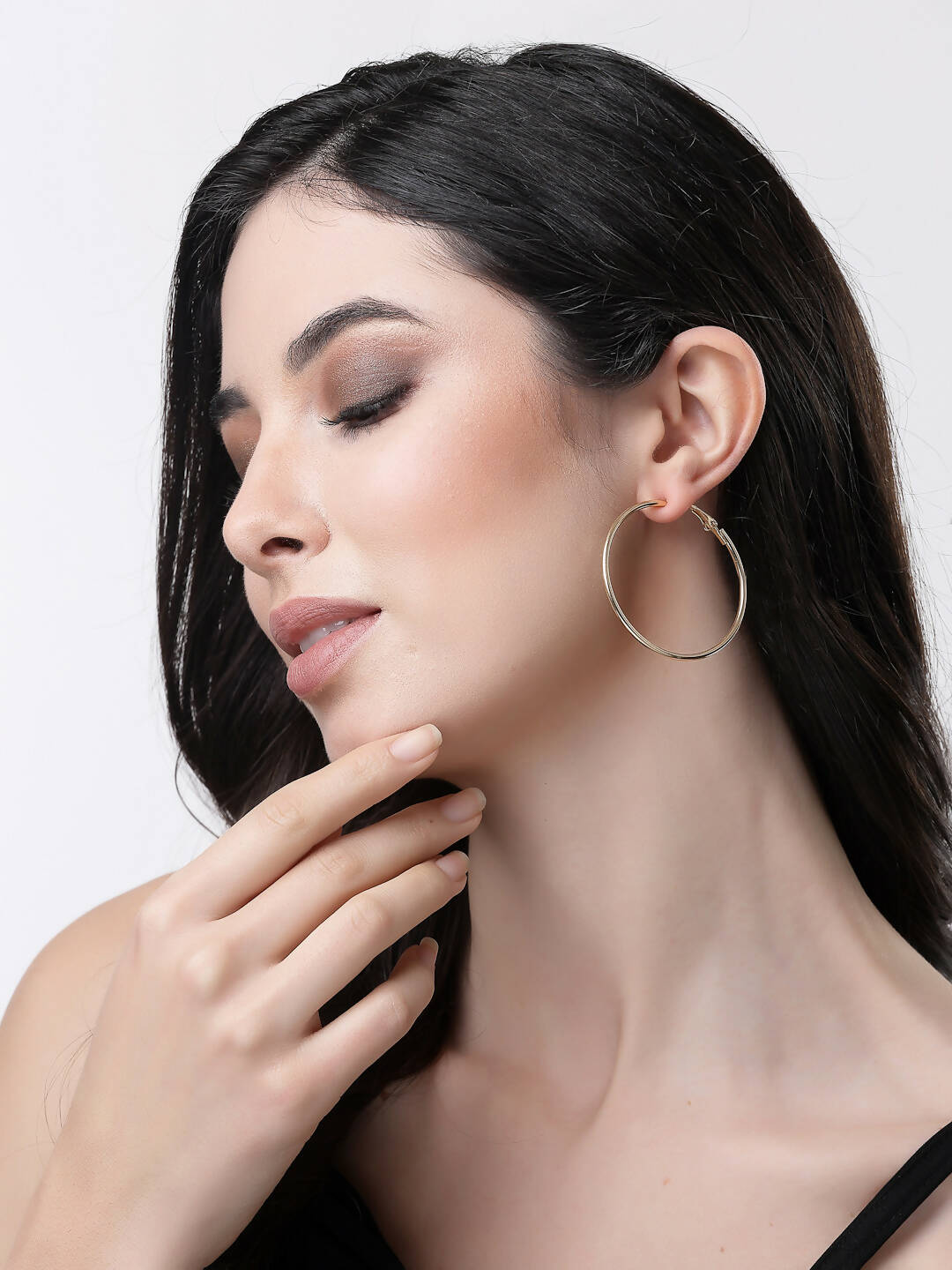 NVR Women Gold-Toned Geometric Hoop Earrings - Distacart