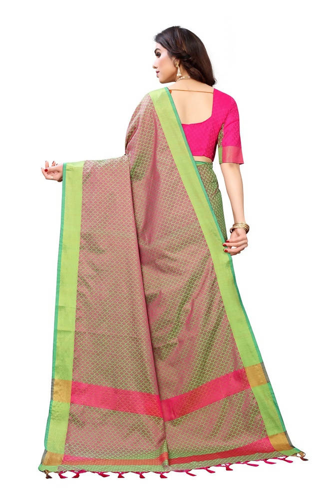Vamika Banarasi Jacquard Weaving Green Saree