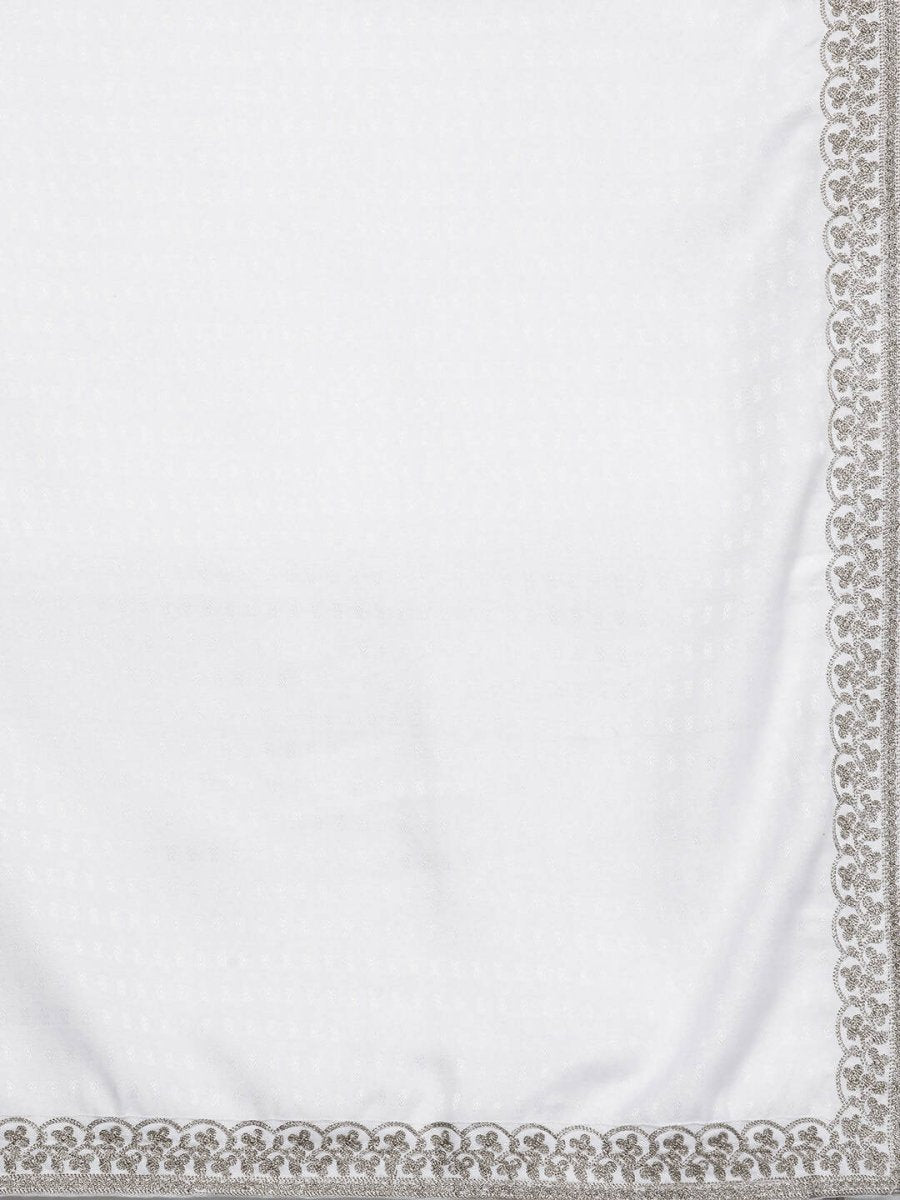 Ahalyaa Women White Ethnic Motifs Embroidered Aari Work Pashmina Kurta with Salwar & With Dupatta - Distacart