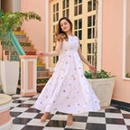 The52 Women's Gorgeous Thread work Cotton Rayon Fabric Flared Dress - Distacart