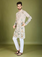 Vastranavya Exclusive Wedding Wear Viscose Rayon Thread Embroidered Work Kurta