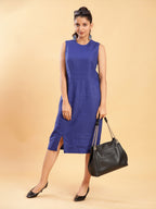 BohoJazz Royal Blue Linen Sheath Dress - Distacart