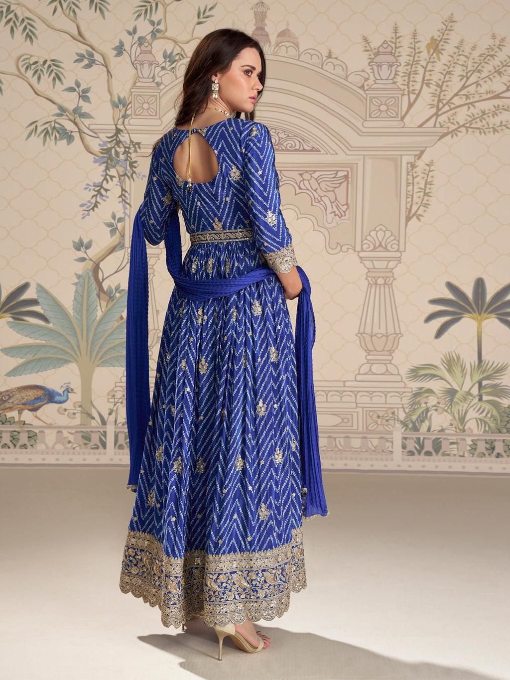 Evanik Designer Chinon Silk Embroidered Work Wedding Anarkali Suit - Distacart