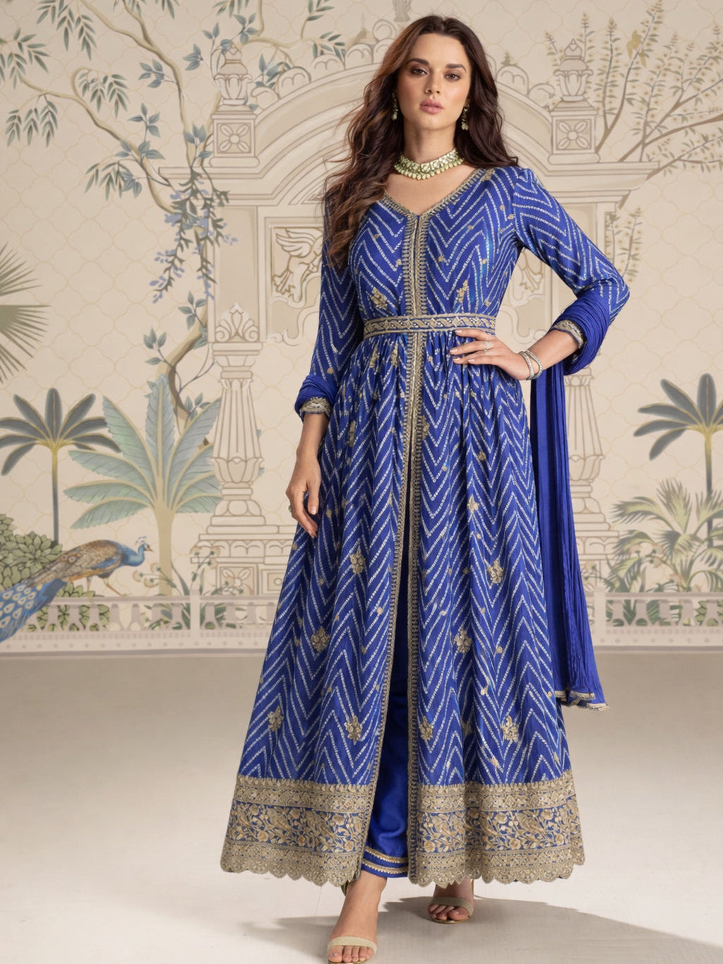 Evanik Designer Chinon Silk Embroidered Work Wedding Anarkali Suit - Distacart