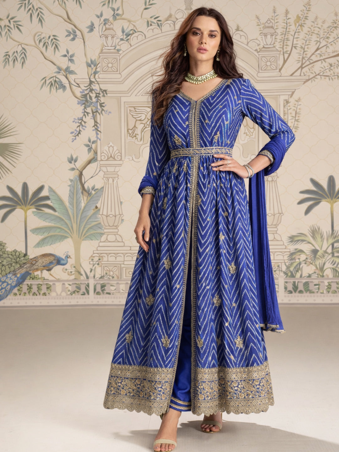 Evanik Designer Chinon Silk Embroidered Work Wedding Anarkali Suit - Distacart