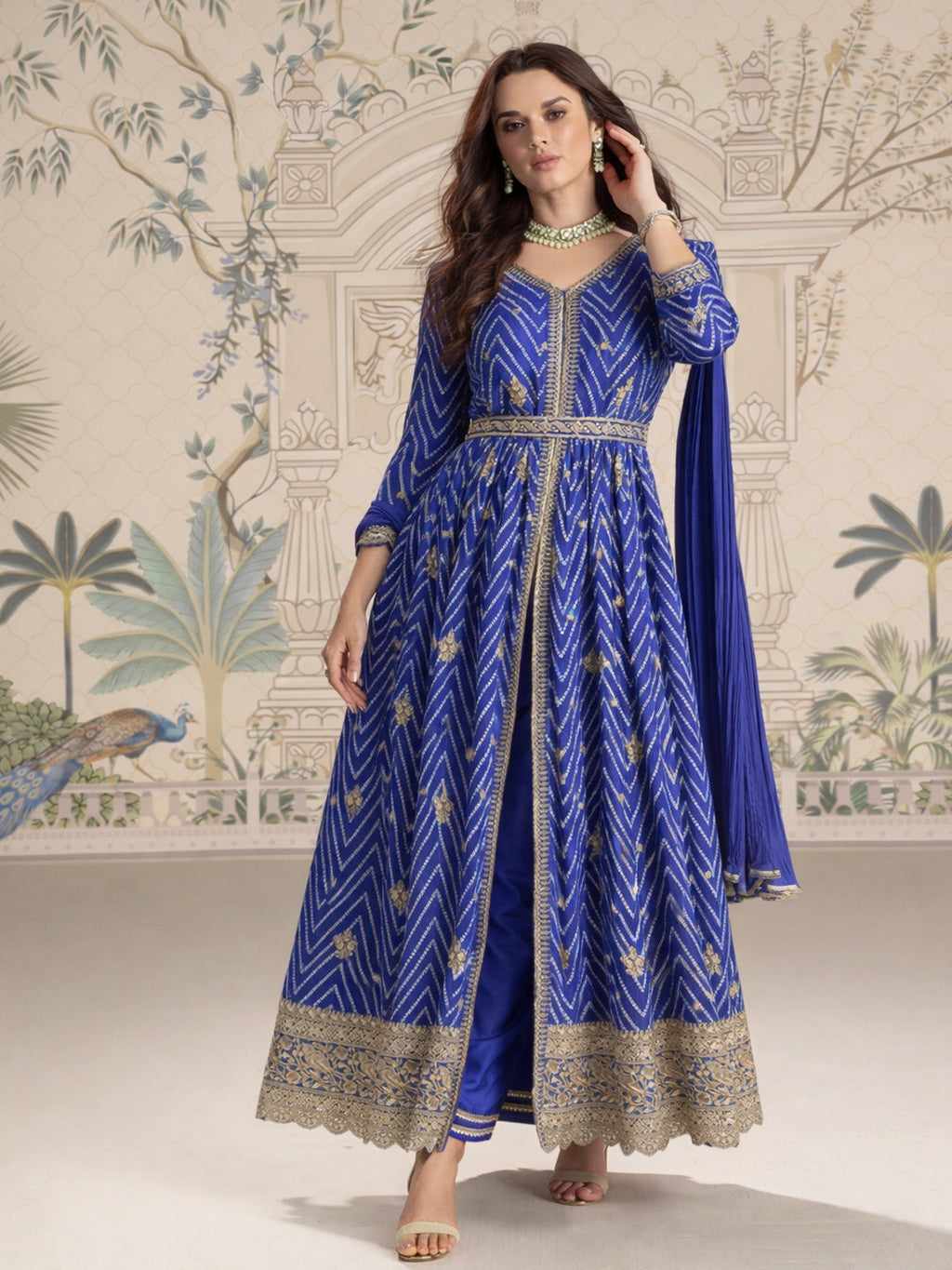 Evanik Designer Chinon Silk Embroidered Work Wedding Anarkali Suit - Distacart