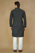 Anaita Black Embroidered Rayon Straight Kurta - Distacart