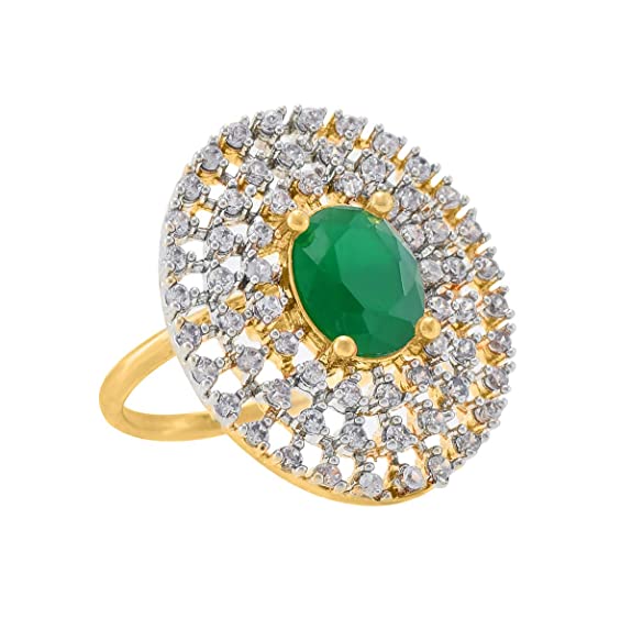 Gold-Polished Alloy Ethnic Designer Cocktail Ring - The Pari