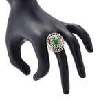 Gold-Polished Alloy Ethnic Designer Cocktail Ring - The Pari