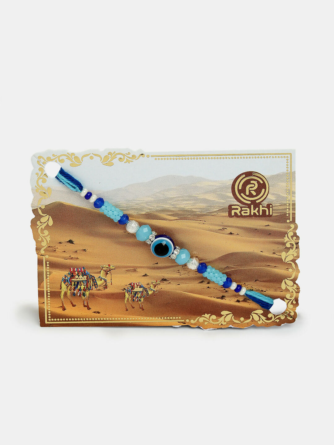 NVR Women & Men Set of 4 Blue Evil Eye Charm Rakhi With Roli Chawal - Distacart