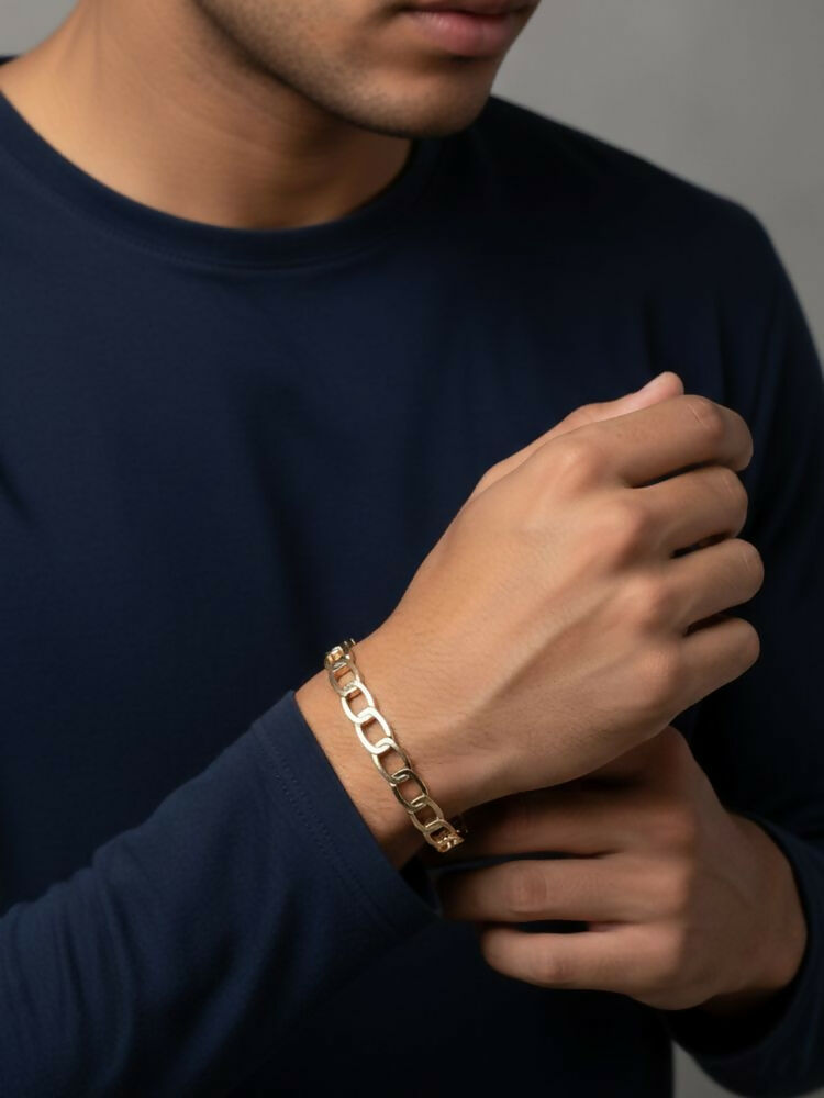 NVR Men's Rose Gold Plated Cuff Bracelet - Distacart