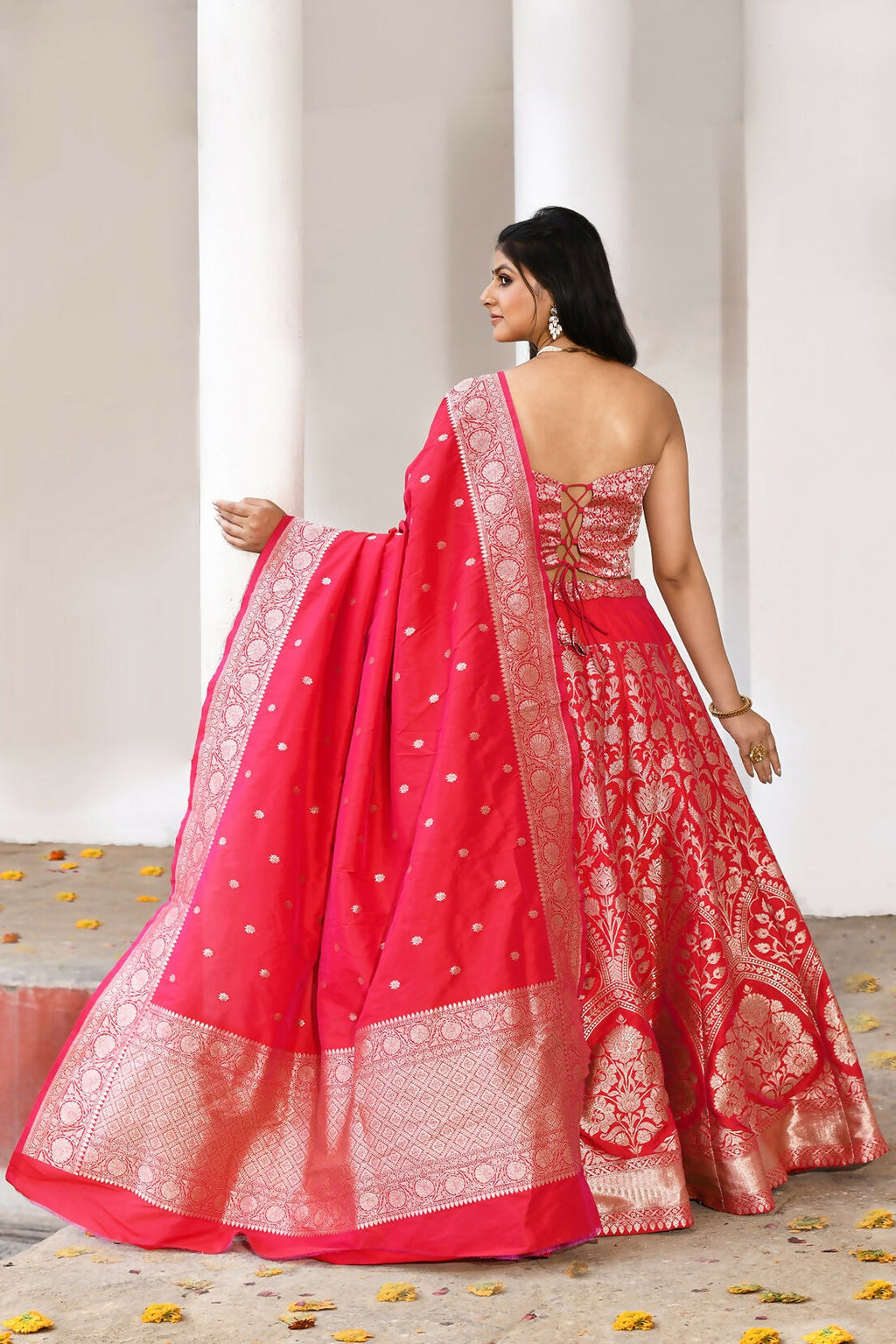 Joban Fashion Fuchsia Soft Pure Handloom Banarasi Silk Lehenga