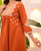 The52 Women's Beautiful Viscose Rayon Fabric Thread Work Flared Kurta Pant Set - Distacart