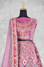Light Pink Velvet Hand Work Semi Stitched Lehenga Choli with Dupatta - Nimaya Lagnotsav