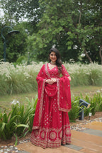 Vastranavya Designer Heavy Sequins & Thread Embroidered work Lehenga Choli - Red