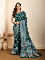 Green Soft Silk Woven Meenakari Designer Saree - Vedanti