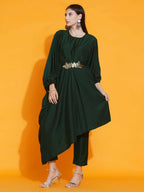 Women Republic Green Fusion Style Kurta With Hand Embellishment And Pants - Distacart