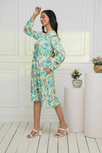 Myshka Women Multi Abstract Rayon A-Line V-Neck Dress - Distacart