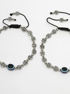 NVR Women's Evil Eye Black Silver Plated Adjustable Anklets - Distacart