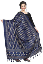 Vamika Navy Blue Printed Khadi Bhagalpuri Latest Dupatta