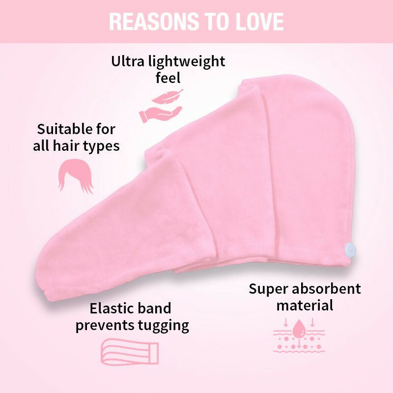 Nykaa Naturals Microfiber Hair Wrap for Frizz Free & Shiny Hair - Pink