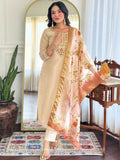 The52 Chiku Women's Beautiful Rayon Fabric Embroidered Work Straight Kurta Pant and Dupatta Set - Distacart