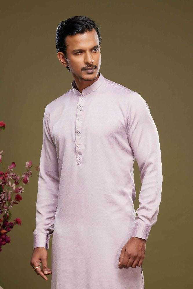 Raivat Ethnic Art Banarasi Silk Thread Work Kurta Pajama In Onion Pink Colour