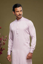 Raivat Ethnic Art Banarasi Silk Thread Work Kurta Pajama In Onion Pink Colour