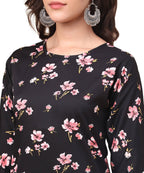 Vamika Black French Crepe Printed Party Wear/Casual Wear Kurti - Distacart