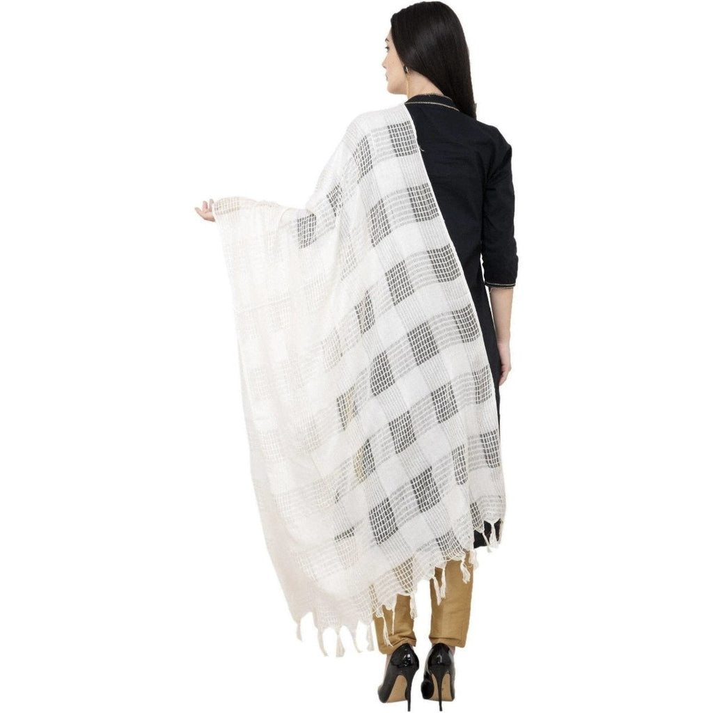 A R Silk Window Square Regular Dupatta Color White Dupatta or Chunni