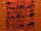 Rust Kalamkari Hand Painted Kanchipuram Silk Handloom Saree with Dashavatar Design - Global Threads