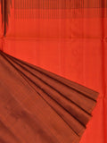 Rust Uppada Silk Handloom Saree with Raising Temple Design - Global Threads