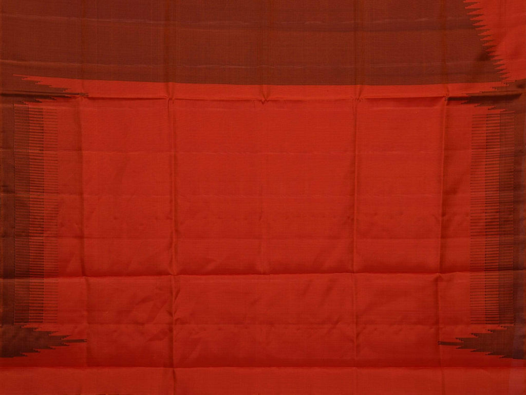 Rust Uppada Silk Handloom Saree with Raising Temple Design - Global Threads