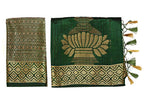 Mimosa Women's Green Kanchipuram Pure Silk Saree With Unstitched Blouse Piece