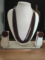 Inhanns Bloom Handmade Beaded Necklace With Earrings - 12 Layers - Coffee Necklace Set
