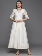 Ahalyaa Women's Off white Chanderi Gold Pasted Dress - Distacart