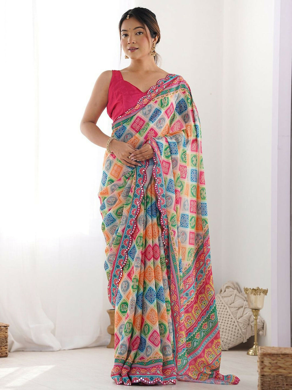 Designer Partywear Georgette Muiti Fancy Saree-Durga