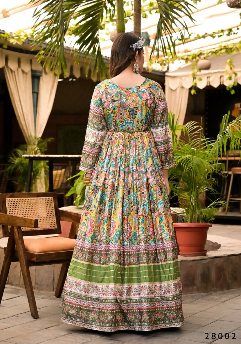 Wedding Designer Multi Soft Dola Silk Anarkali suit with Dupatta - Sanj