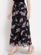 Myshka Women's Multi Georgette Na Na Printed Casual Skirt