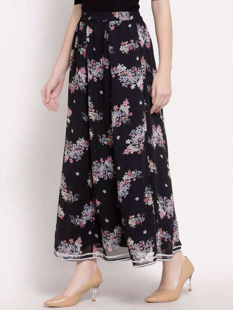 Myshka Women's Multi Georgette Na Na Printed Casual Skirt