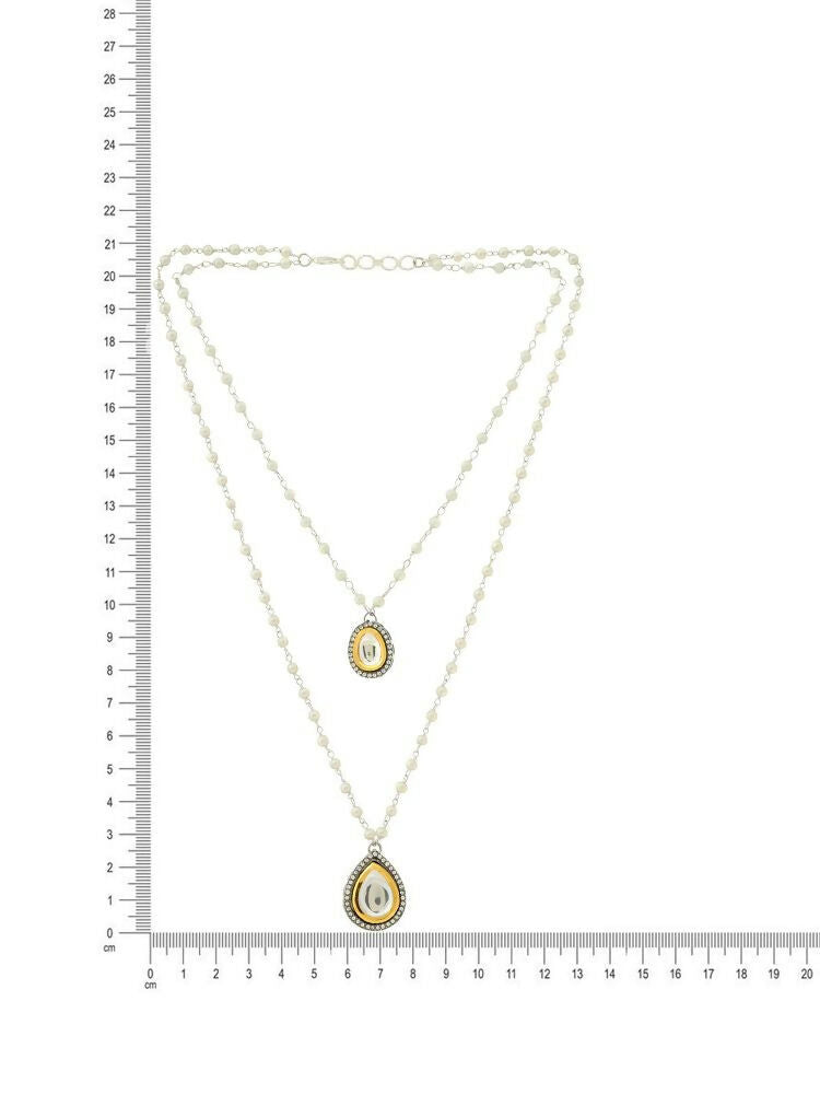 Beaded Chain with Kundan Drop necklace ru raang - Ruby Raang