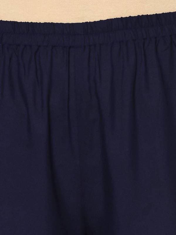 Aniyah Rayon Navy Blue Color Block Print Flared Slip-On Palazzo (AN-216K)