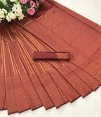 DEIANA'S Beautiful Designer Golden zari Soft Lichi Silk Saree - Maroon
