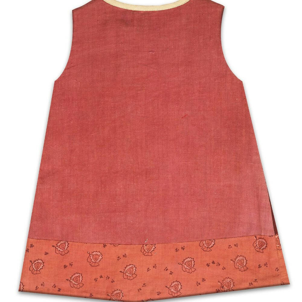 Mhyssa Amara Lion Patch Sleeveless A-line Maroon Frock